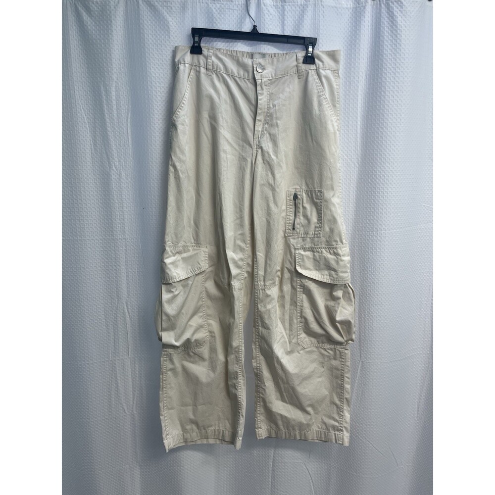 BDG Urban Outfitters Ivory High rise Wide Leg Baggy Cargo Pants Y2K 10 - Picture 1 of 7